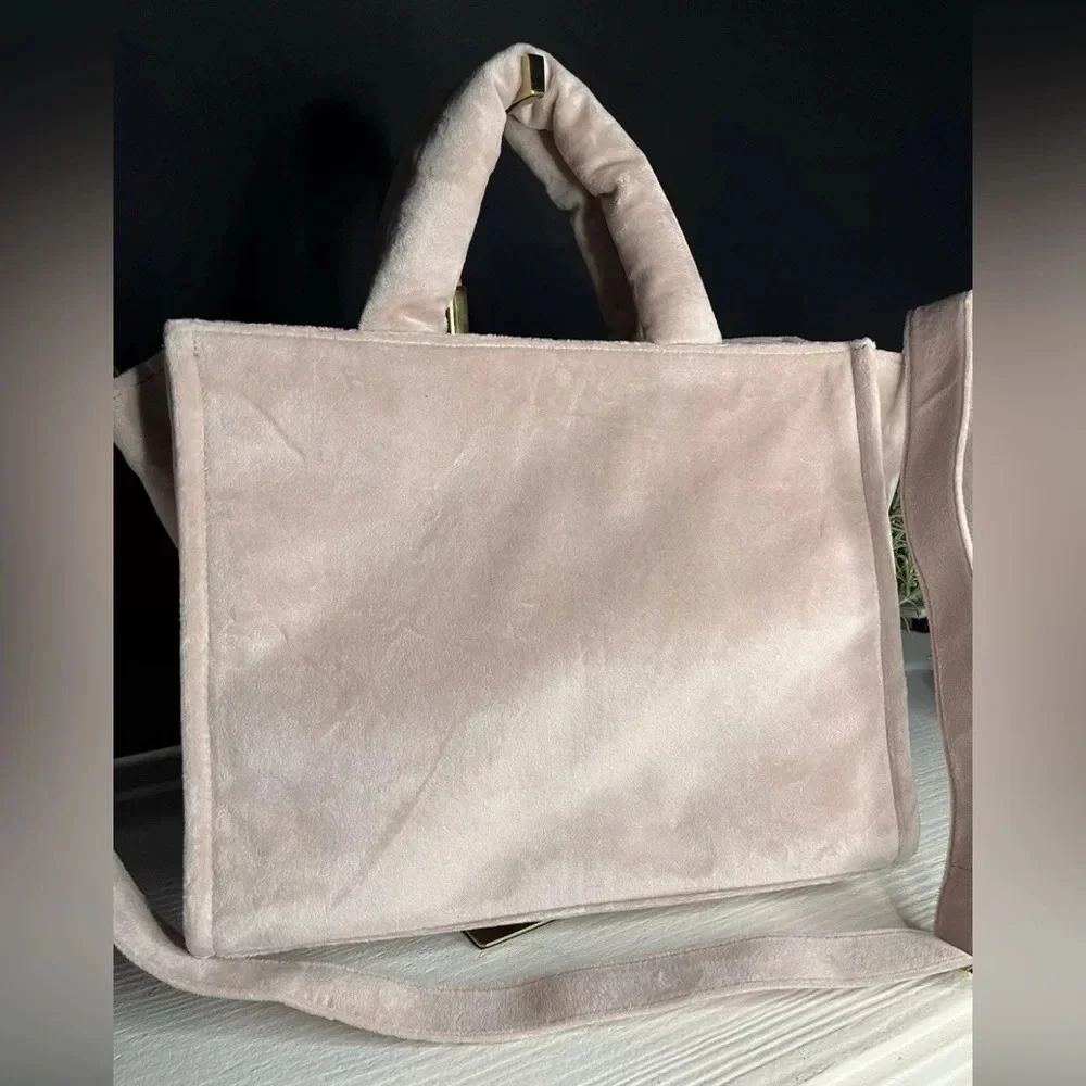 Juicy Couture Big Spender Velour Tote Dusty Blush Studded Logo NWT